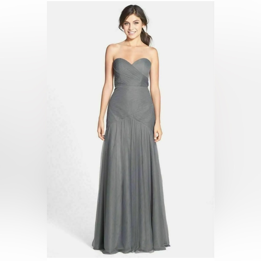 Jenny Yoo 'Ava' Cross Paneled Tulle Brides maid Gown Sz 10 Hydrangea NWT